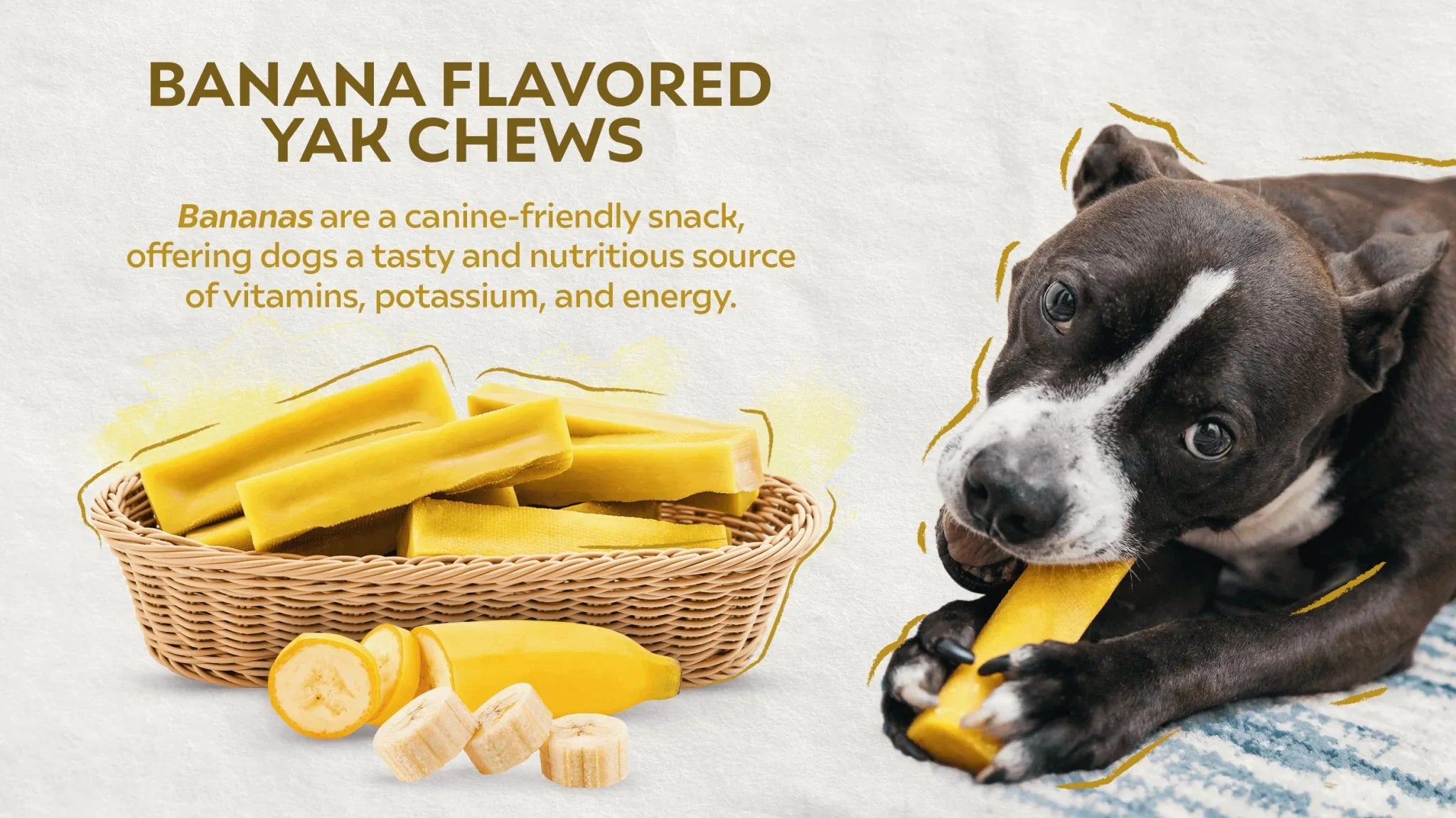 Thumbnail for Sugar-Free Banana Dog Chews